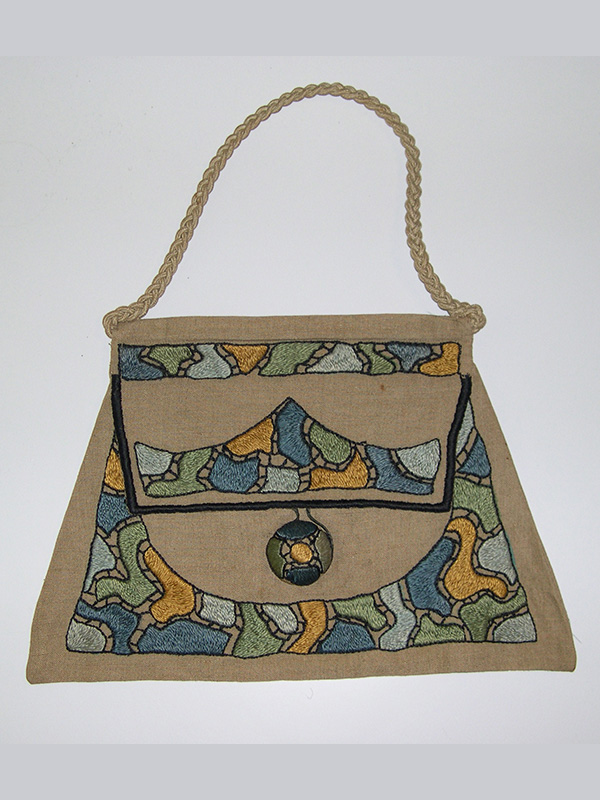 Linen Purse with Embroidered Stencil in the style of Royal Society (1900-20); E. Zorn Karlin